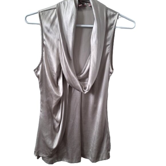 Ted Baker 100% Silk Silver Sleeveless Top - Picture 1 of 9